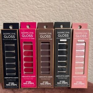 Dashing Diva Gloss Gel Nail Strips - Black, Pink, Brown